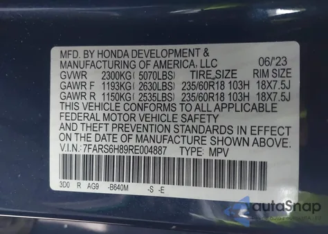 2024 Honda Cr-V Hybrid Sport-L from USA, damaged, VIN 7FARS6H89RE004887